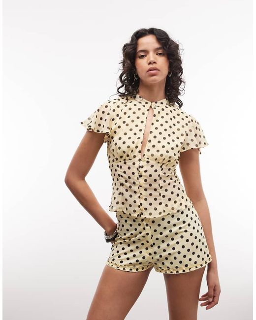 Collusion White Polka Dot Keyhole Corseted Top Co-ord