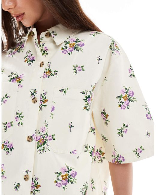 ASOS White – kurzärmelige hemdbluse mit blümchenprint, kombiteil
