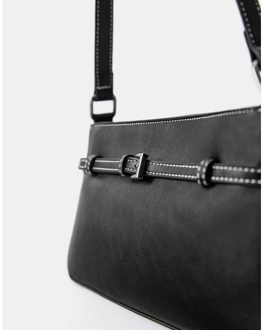 Pull&Bear Black Buckle Shoulder Bag