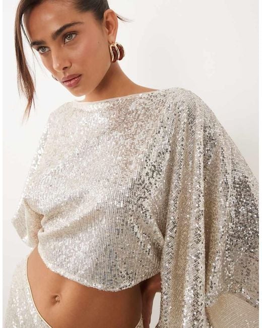 ASOS Natural Sequin Cape Top