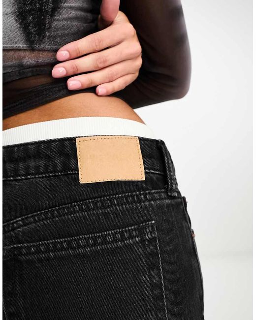 Weekday Black Arrow Low Waist Regular Fit Straight Leg Jeans