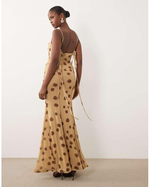 ASOS Natural Mesh Exposed Seam Sculpted Cupped Maxi Dress