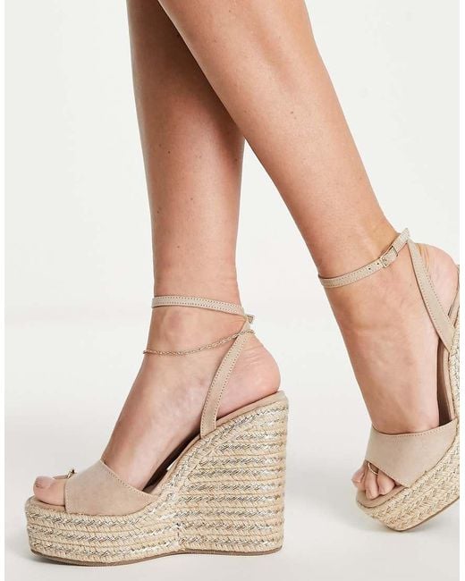 ASOS Natural Wide Fit Tasha Espadrille Wedges