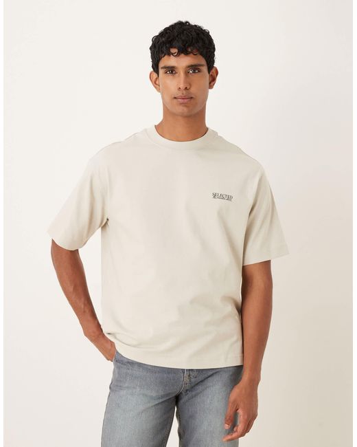 SELECTED White Oversized Logo T-Shirt for men