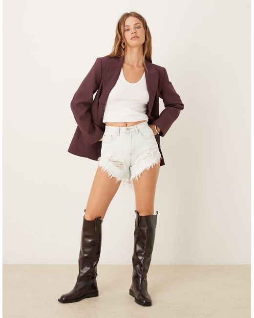 Glamorous Natural Distressed Denim Shorts
