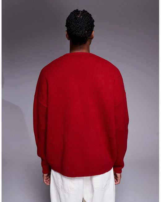 ASOS – super-oversize-strickpullover in Red für Herren