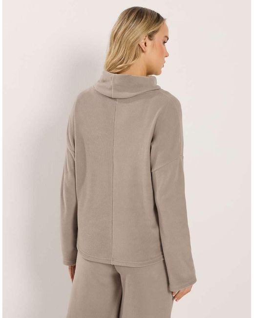 Long Tall Sally Natural Ribbed Roll Neck Top