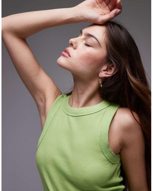 TOPSHOP Green Rib Racer Vest