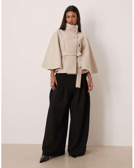 Gina Tricot Natural Funnel Neck Belt Cape Jacket
