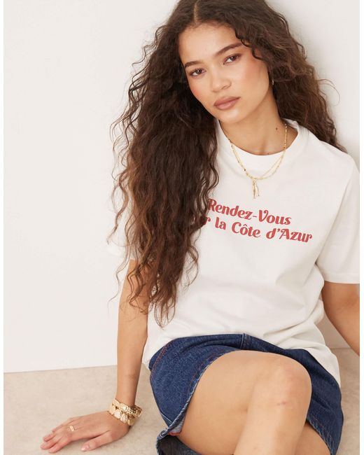 Mango White Rendez Vous Printed T-shirt