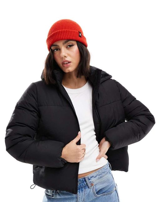 New Look Black Cropped Puffer Coat