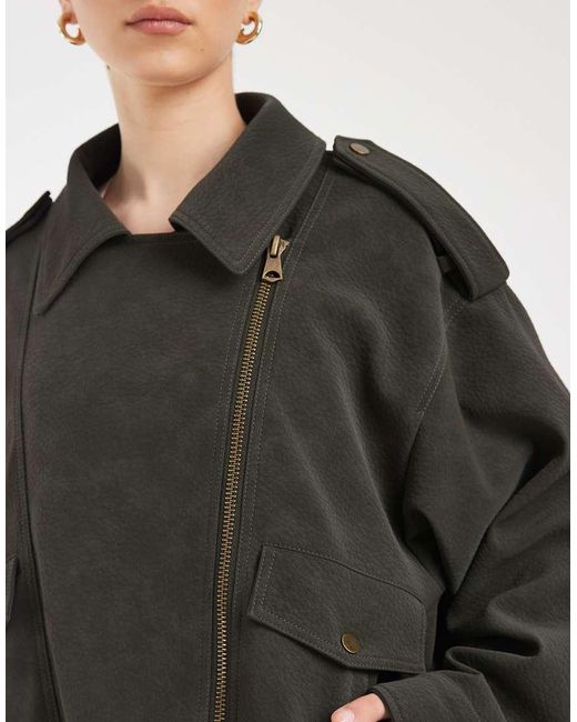ASOS Black Oversized Leather Look Biker Jacket