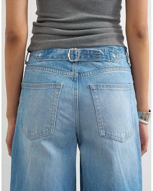 TOPSHOP Blue Cinch Low Rise Relaxed Jean