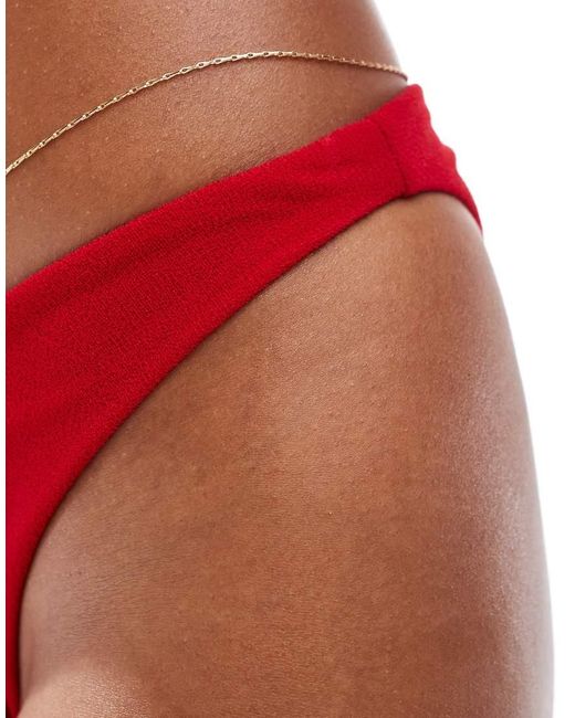 ASOS Red Tia Towelling V Front Hipster Bikini Bottom