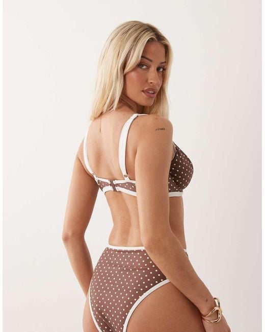Peek & Beau Brown Underwire Bikini Top With Contrast Trim