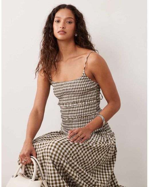 ASOS Multicolor Crinkle Maxi Sundress With Shirred Dropped Waist