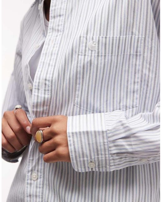 Carhartt White Keene Long Sleeve Stripe Shirt