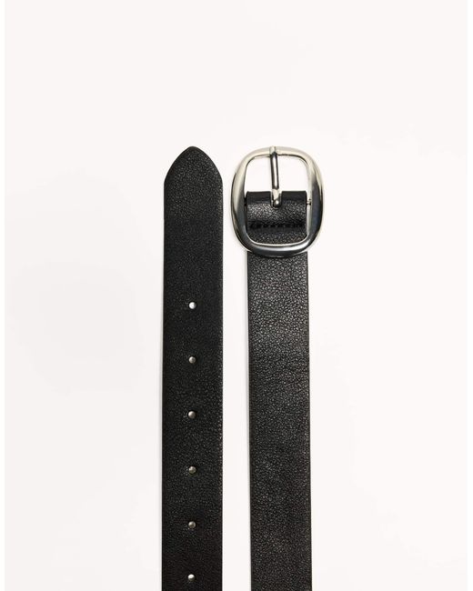 Ceinture fine en similicuir Bershka en coloris Black