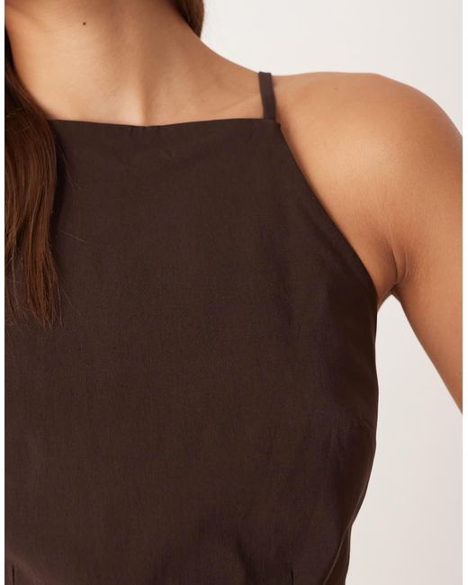 ASOS Brown Bengaline Strappy Halter Bodysuit