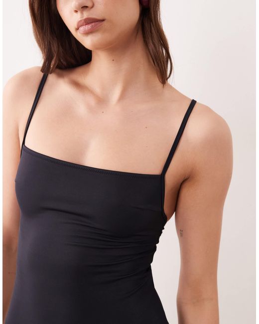 ARKET Black Square Neck Swimsuit