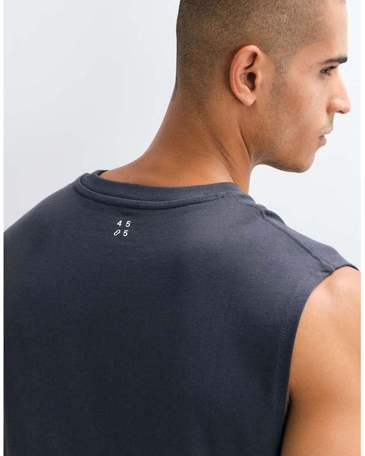 4505 Blue Icon Cotton Oversized Pump Training Tank With Quick Dry Finish for men