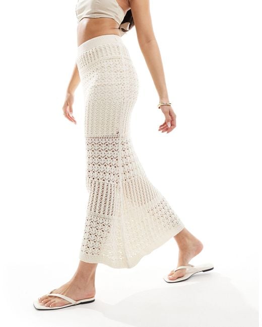 Vila White Crochet Maxi Skirt