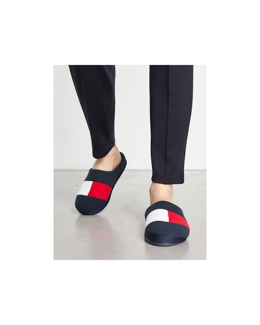 Tommy Hilfiger Pantoffels Met Vlaglogo in het Zwart voor heren