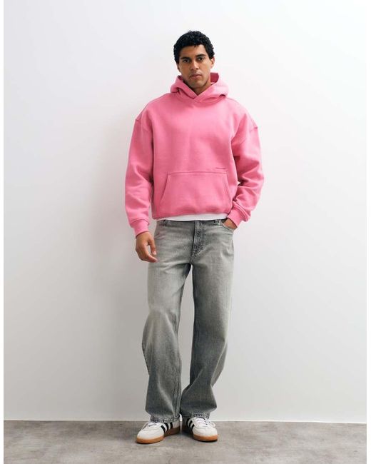 Hollister Pink Back Graphic Logo Boxy Fit Hoodie for men