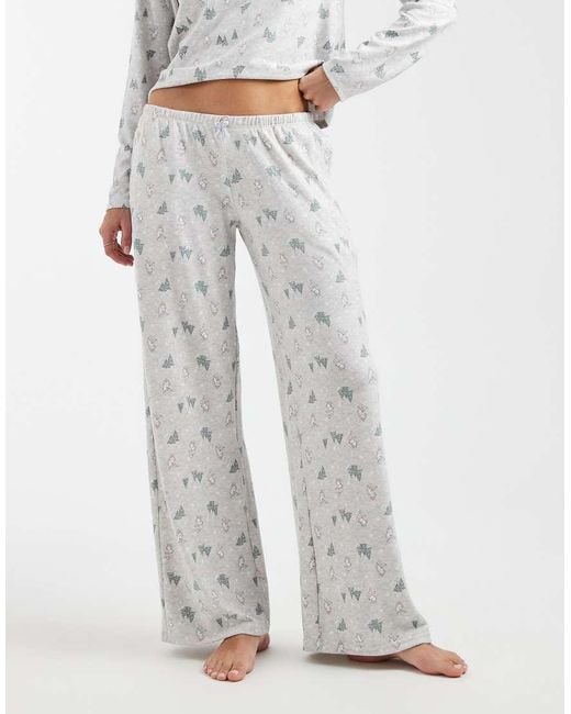 Hollister Gray Low Rise Wide Leg Pyjama Bottoms Co-ord