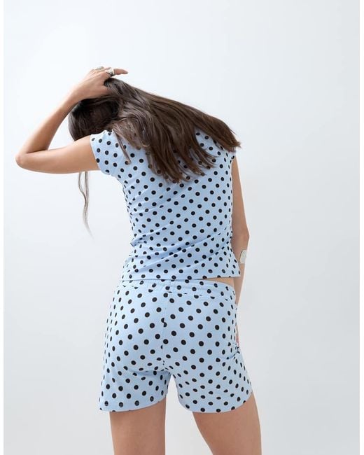 ASOS White Polka Dot Sporty V Neck Top Co-ords
