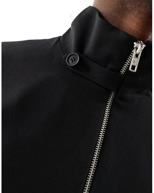 Collusion Black Tailored Harrington Jacket for men