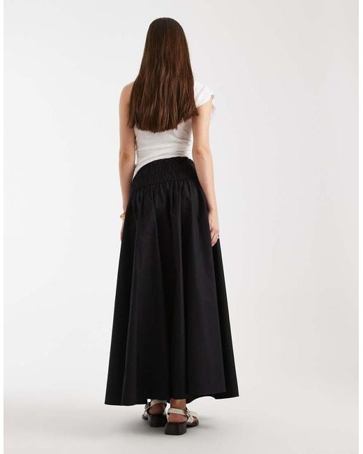 ASOS White Shirred Waist Detail Maxi Skirt