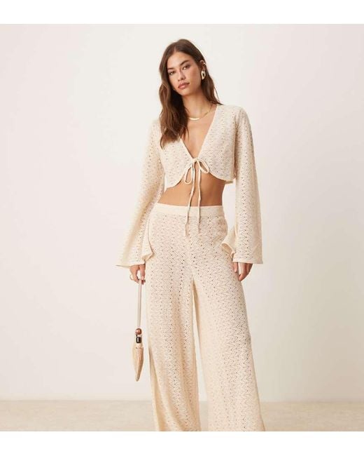Aray Natural Crochet Beach Trouser Co-ord