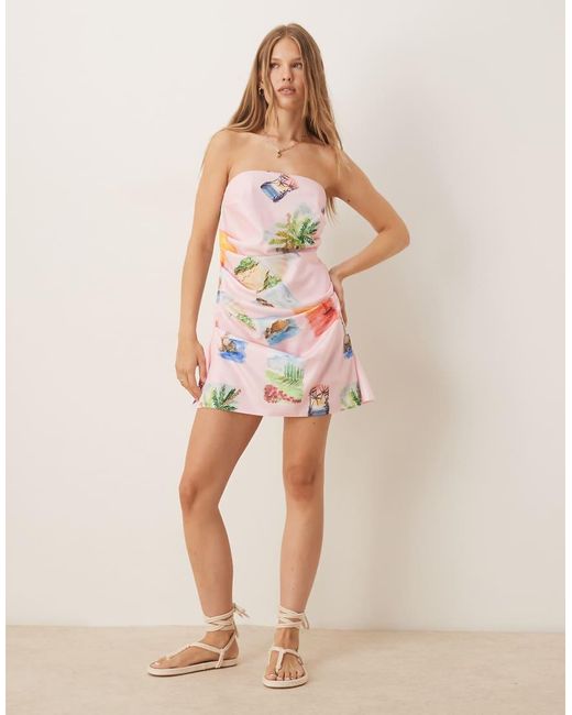 ASOS White Manipulated Bandeau Mini Dress