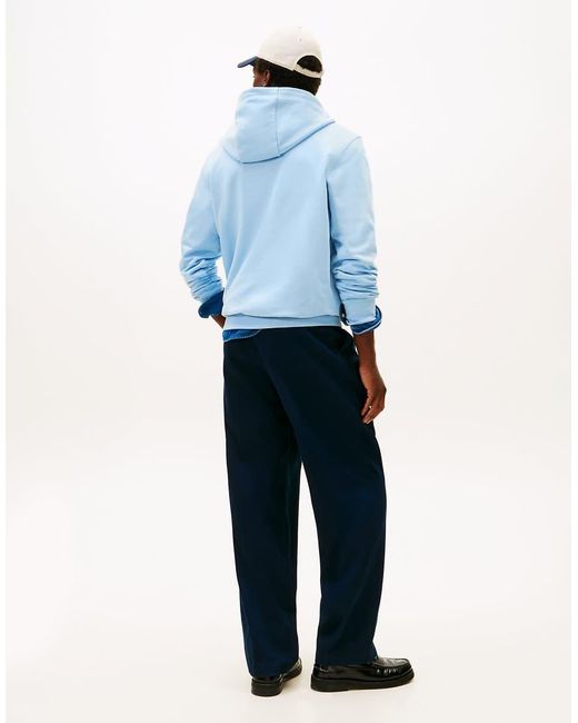Tommy Hilfiger Blue Flag Embroidery Terry Drawstring Hoody for men