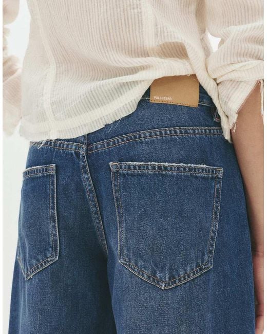 Pull&Bear Jeans Met Wijde Pijpen En Lage Taille in het Blue