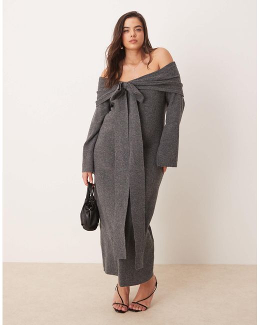 Pretty Lavish Curve Gray – midaxi-strickkleid
