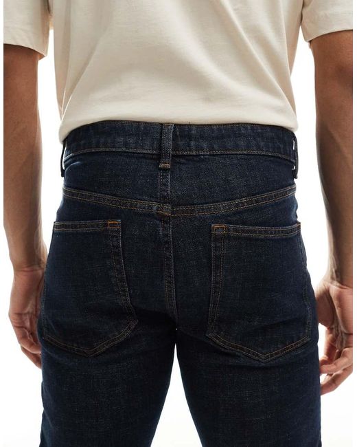 Vaqueros Azules De Corte Slim Con Lavado Oscuro Envejecido De ASOS de hombre de color Blue