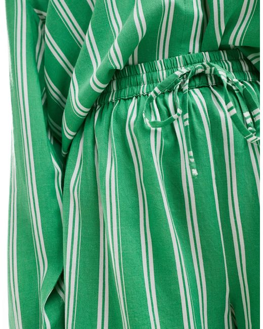 esmé studios Green Esmee Tie Front Stripe Beach Shorts
