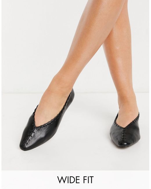 ASOS Valarie - Ballerina's Met Brede Pasvorm in het Zwart - Lyst