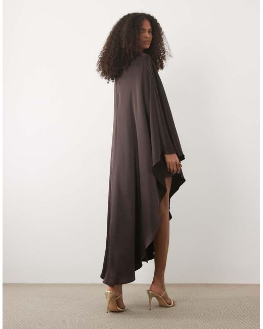 Forever New Natural Satin Asymmetric One Sleeve Mini Dress