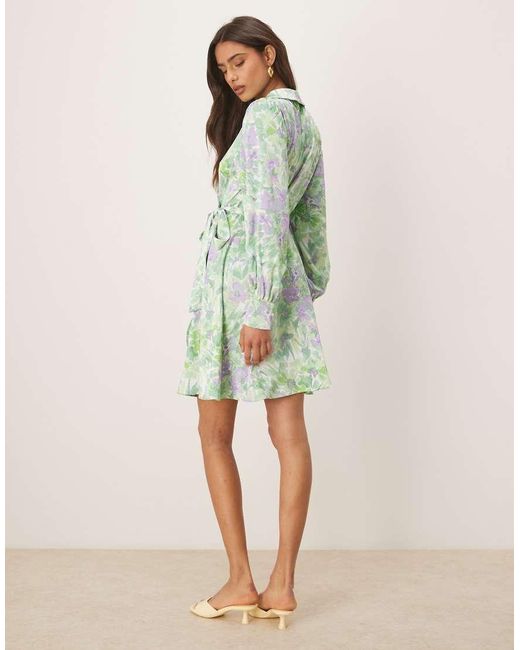 Vila Green Satin Wrap Mini Dress