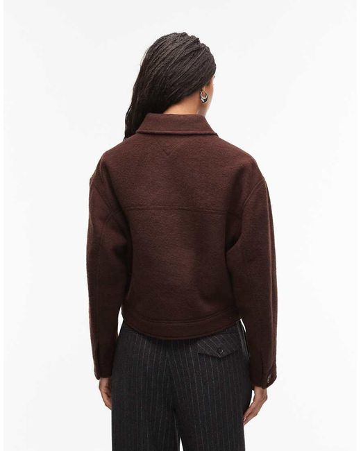 Tommy Hilfiger Red Wool Trucker Jacket