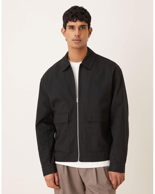 ASOS Black Oversized Harrington Jacket for men
