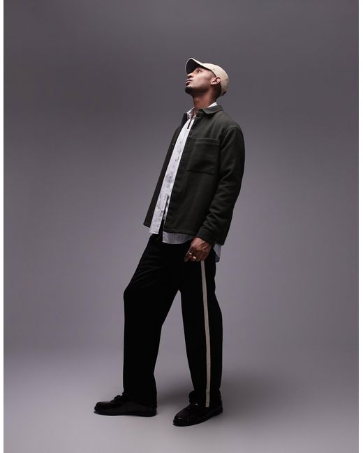 Topman – langärmlige, angeraute cord-hemdjacke in Gray für Herren