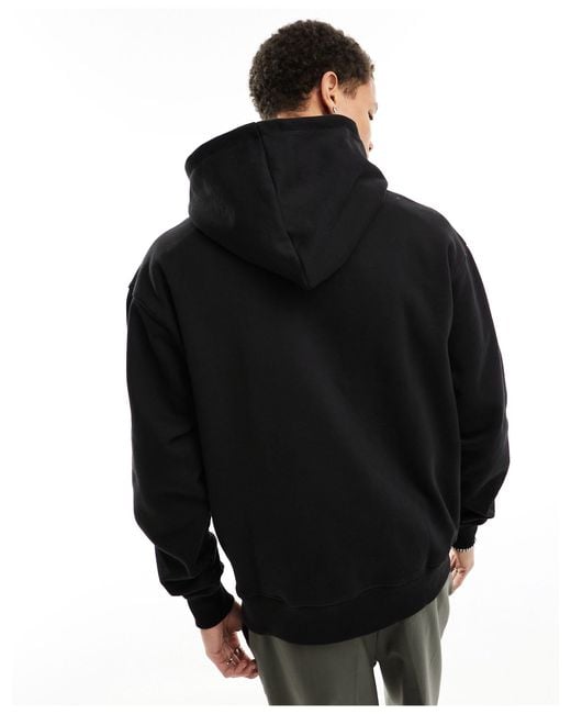 Pull&Bear Black Tonal Printed Hoodie for men