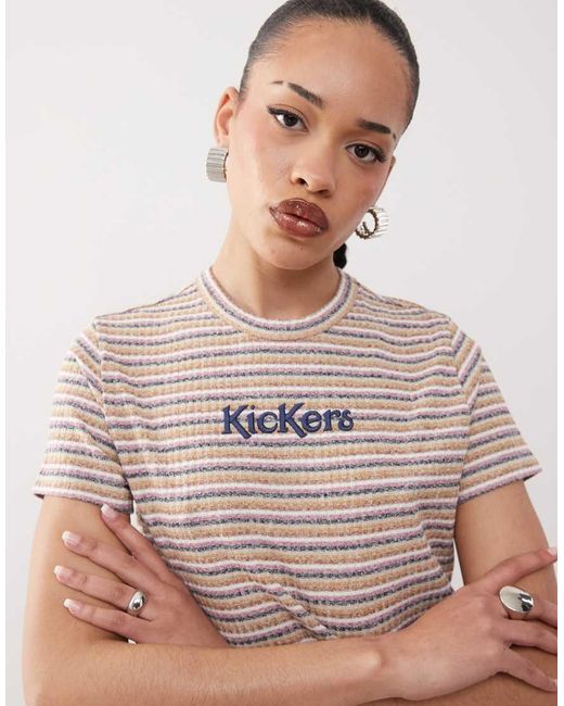 Kickers Brown Retro Stripe Crop Baby Tee