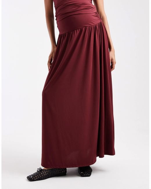 ASOS Red Asos Design Maternity Co-Ord Drop Waist Ruched Maxi Skirt
