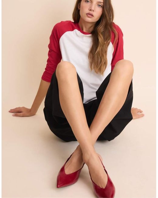 Stradivarius Red V-neck Slingback Stiletto Heels