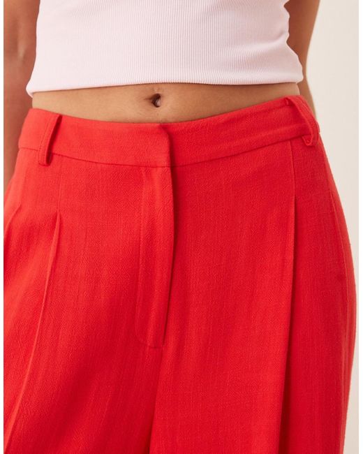 Nobody's Child Red Wide Leg Linen Pallazzo Trouser
